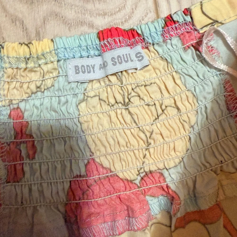 Body & Soul Pink Peach Floral Cotton Spandex Stretchy Summer Dress Size S - Picture 3 of 4